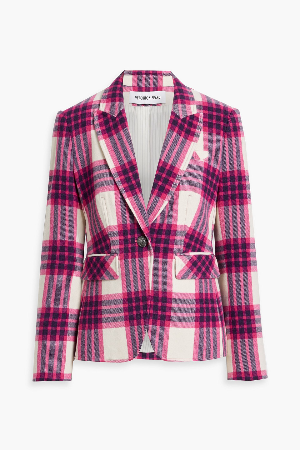 VERONICA BEARD CUTAWAY DICKEY CHECKED WOOL-BLEND BLAZER