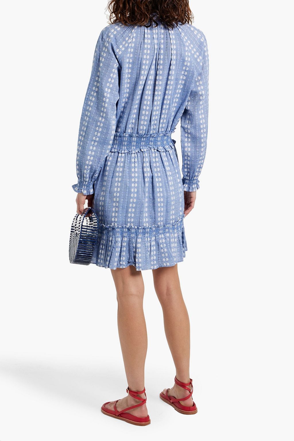 VERONICA BEARD Espie shirred cotton-jacquard mini dress