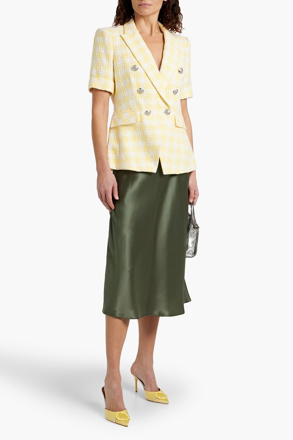 VERONICA BEARD Jenny Dickey double-breasted checked cotton-blend tweed jacket