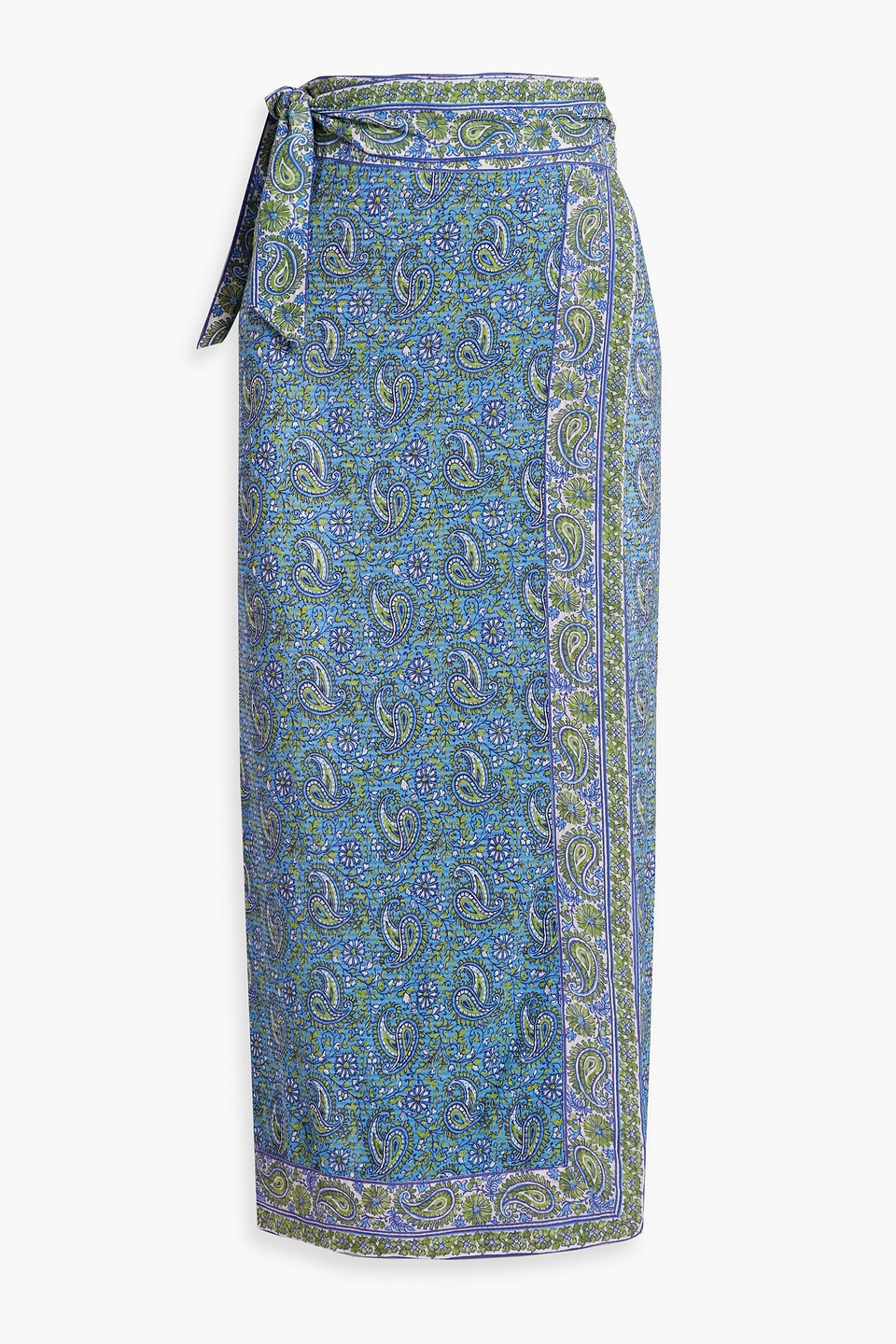 Veronica Beard Amura Printed Jacquard Midi Wrap Skirt In Blue