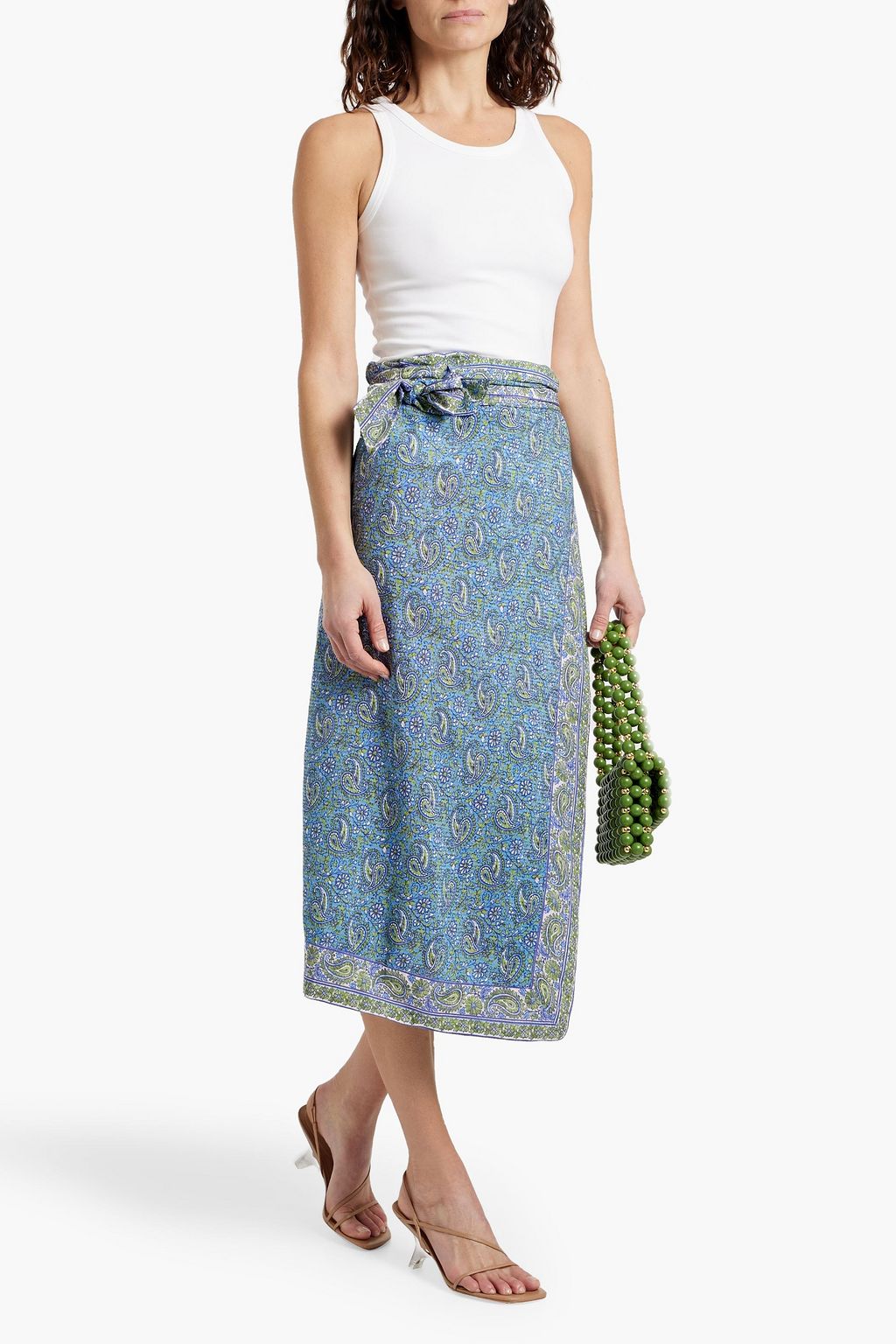 VERONICA BEARD Amura printed jacquard midi wrap skirt