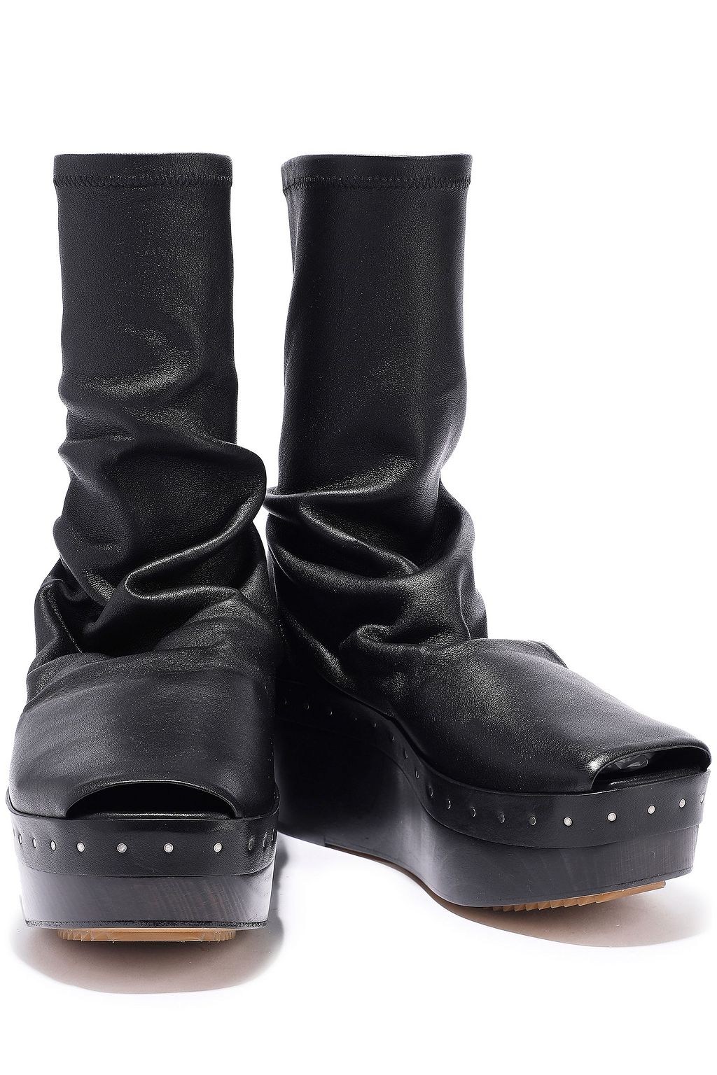RICK OWENS Stretch-leather platform sock boots