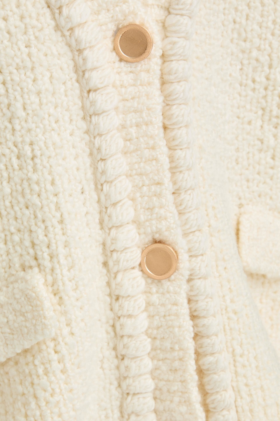 Frame Bouclé-knit Wool-blend Cardigan In Elfenbein