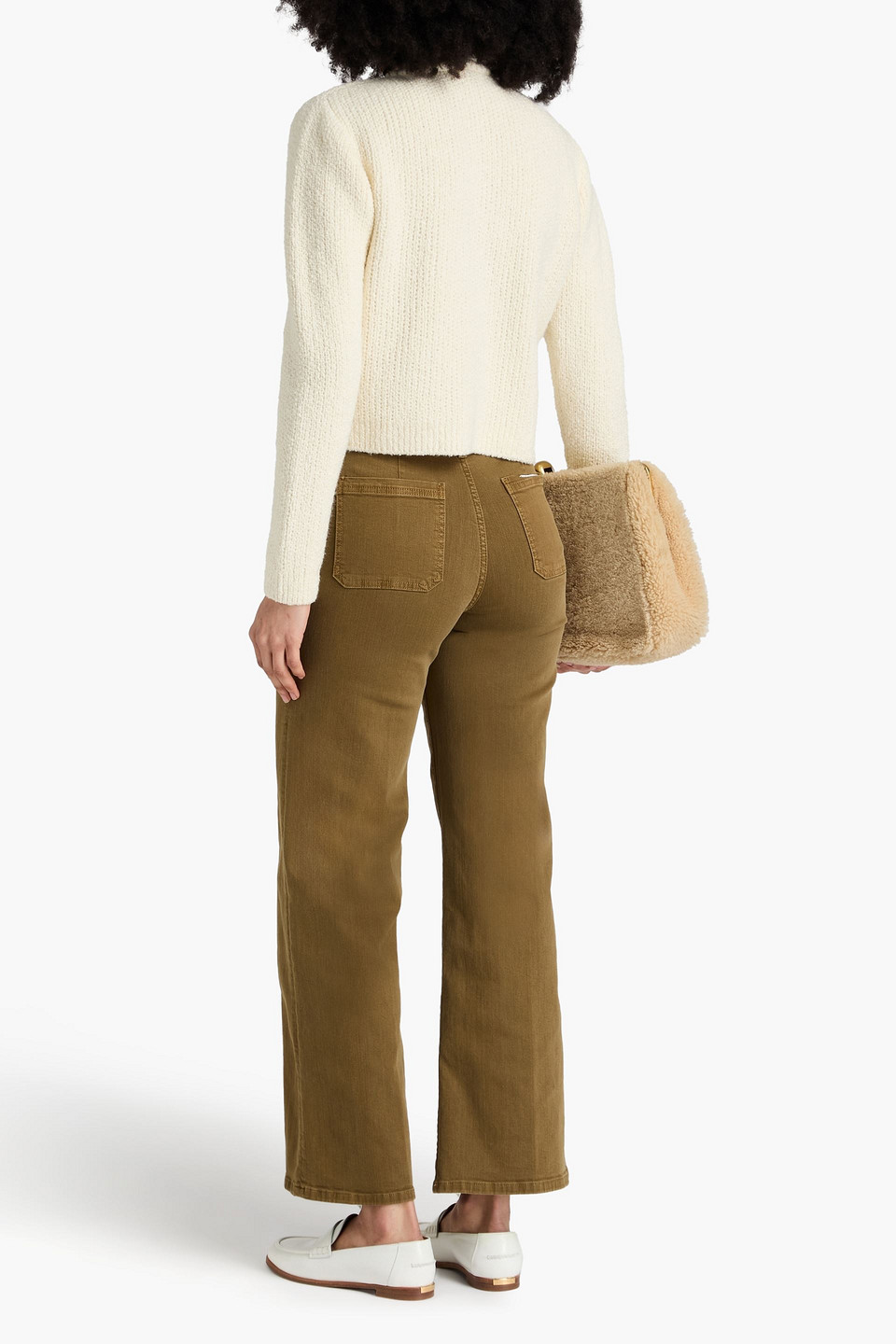 Frame Bouclé-knit Wool-blend Cardigan In Elfenbein