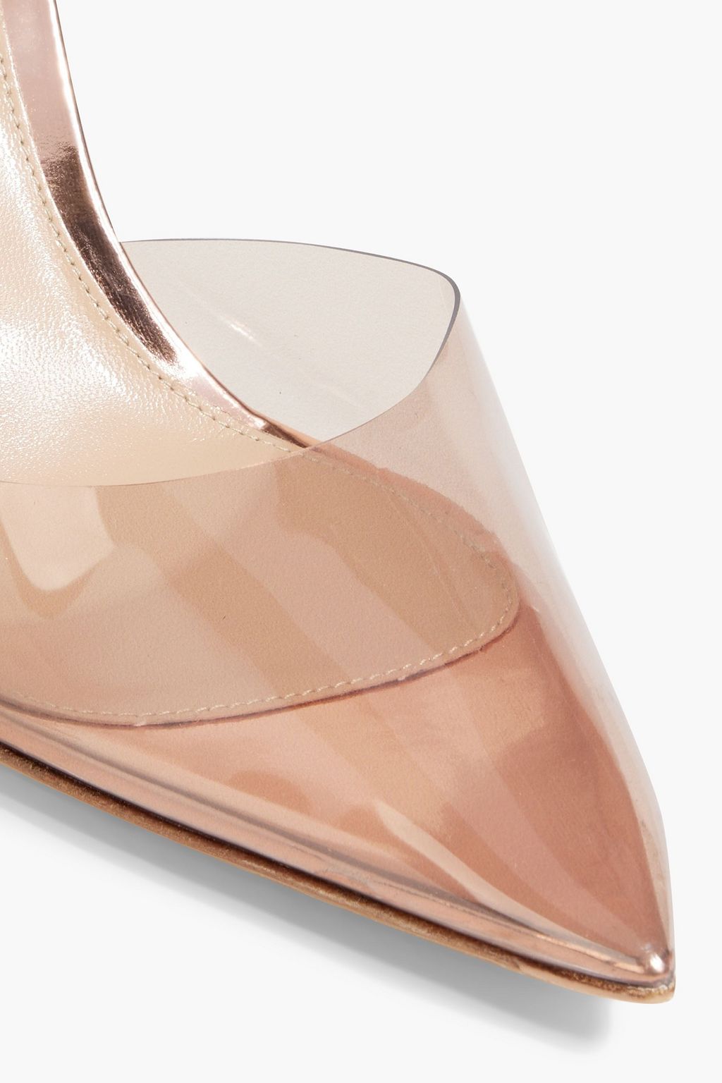 GIANVITO ROSSI Ribbon D'Orsay 85 mirrored-leather and PVC slingback pumps