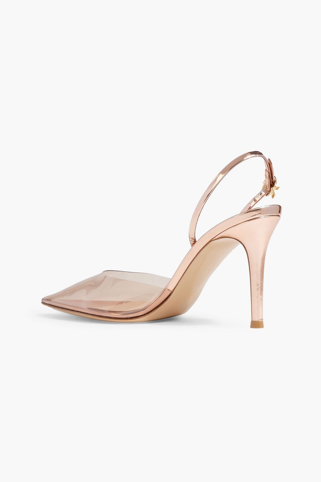 GIANVITO ROSSI Ribbon D'Orsay 85 mirrored-leather and PVC slingback pumps
