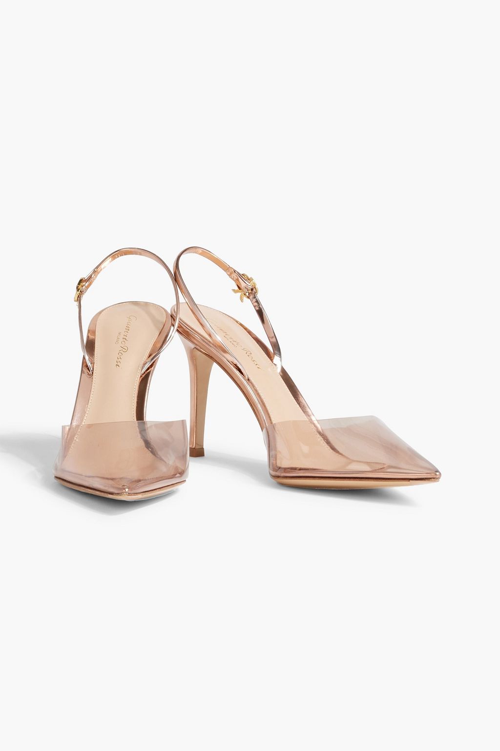 GIANVITO ROSSI Ribbon D'Orsay 85 mirrored-leather and PVC slingback pumps