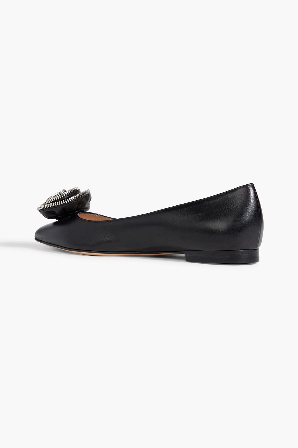 GIANVITO ROSSI Karina floral-appliquéd leather point-toe flats