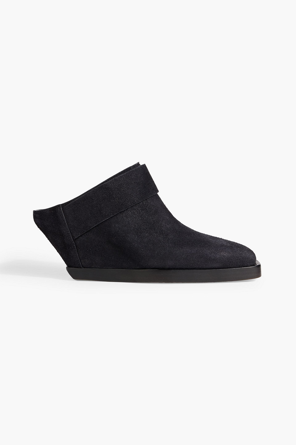 Rick Owens Sabot Brushed-leather Wedge Mules In Black
