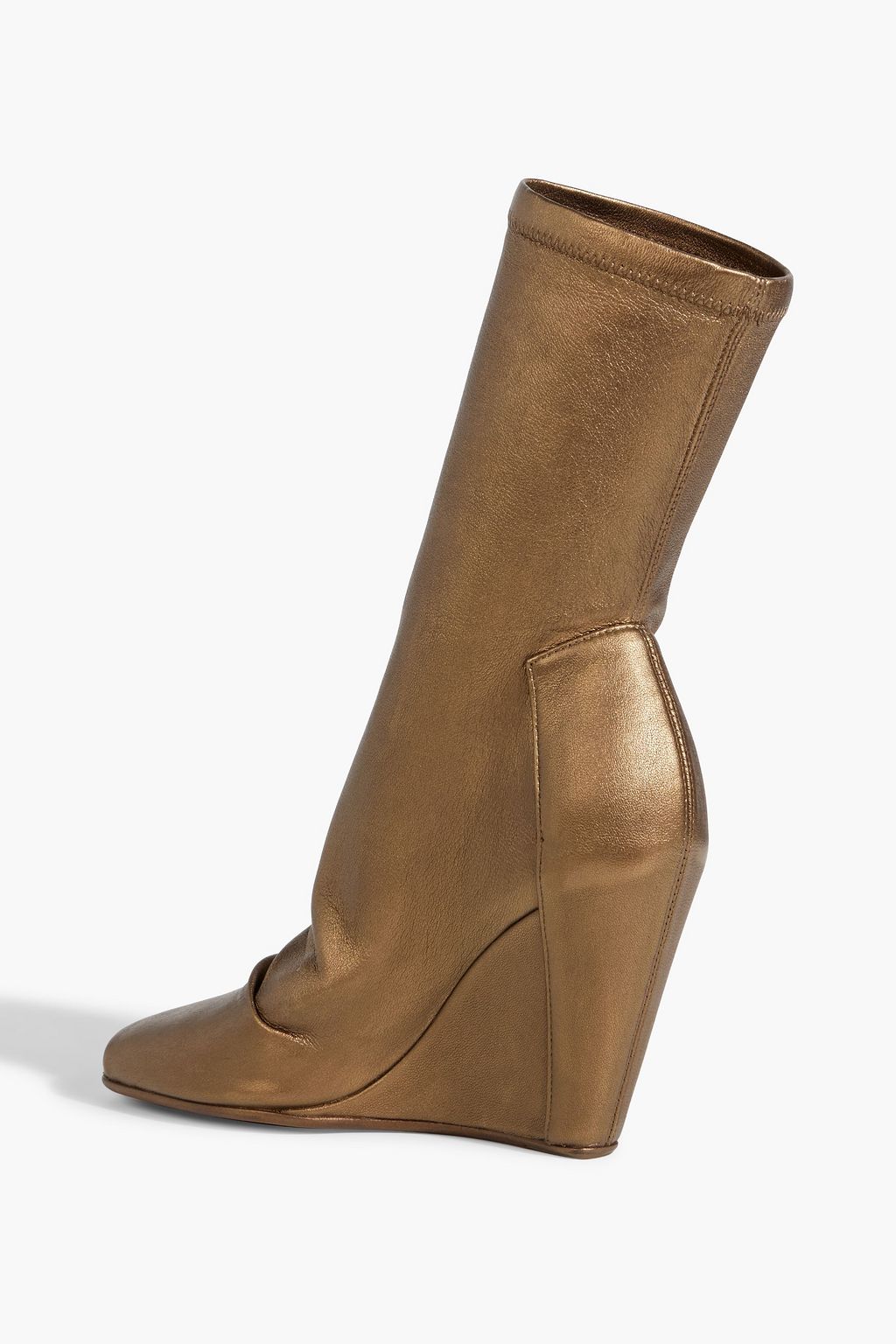 RICK OWENS Metallic leather-blend wedge ankle boots