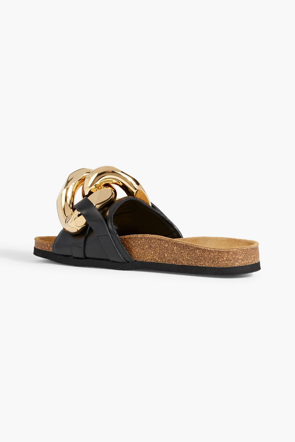 Jw Anderson Chain-embellished Leather Slides In Black