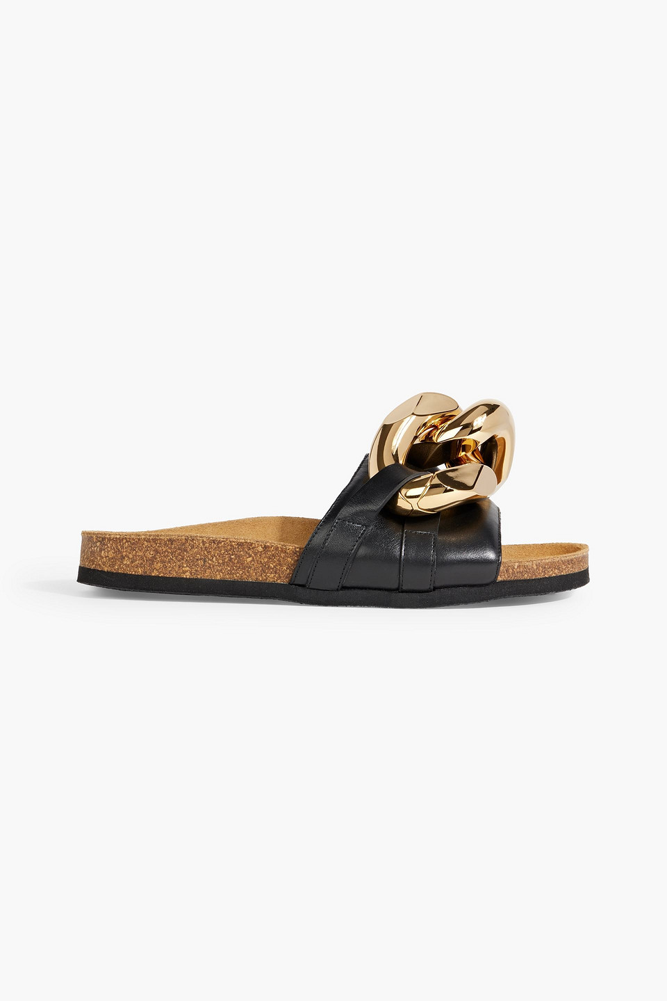 Jw Anderson Chain-embellished Leather Slides In Black