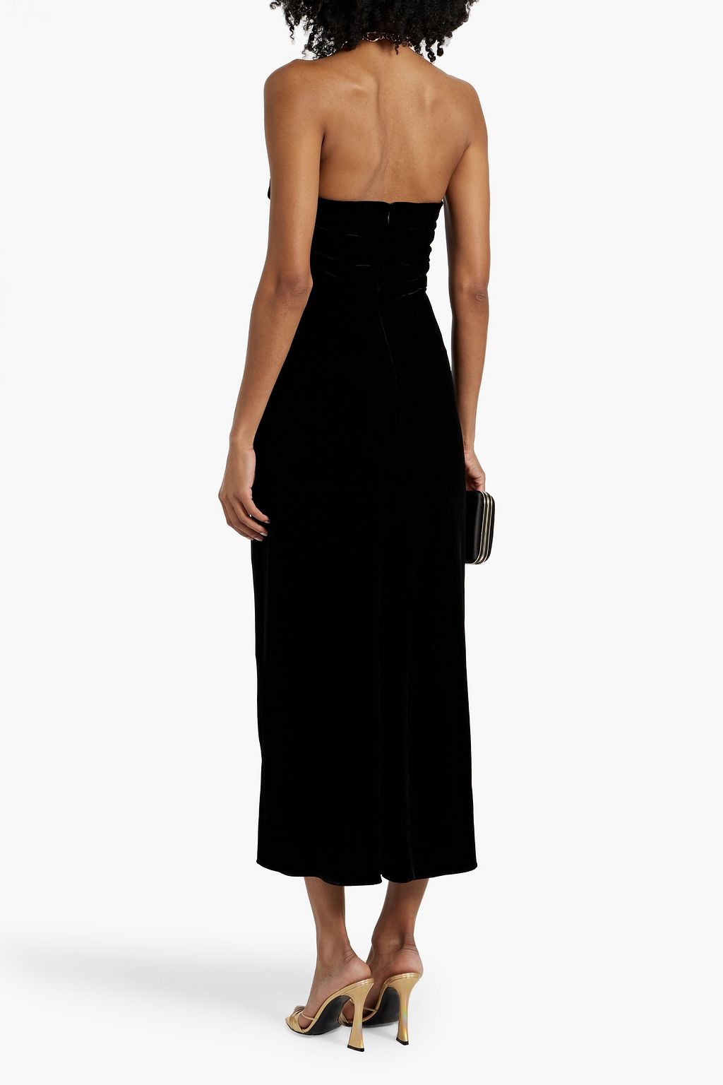VERONICA BEARD Josette chain-embellished velvet halterneck midi dress