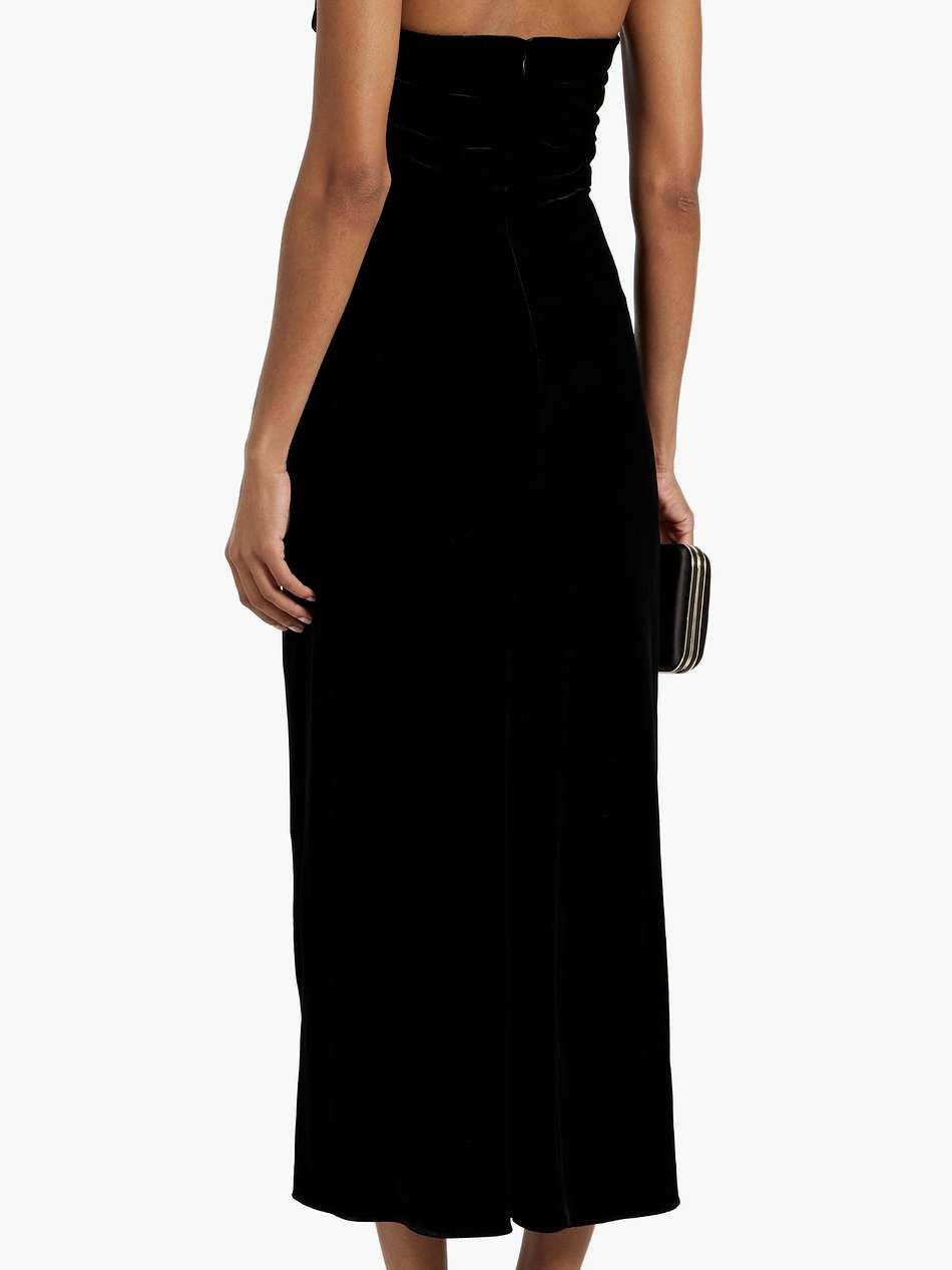 josette chain-embellished velvet halterneck midi dress