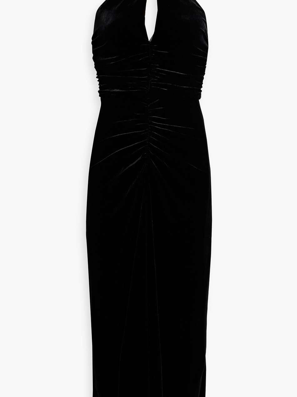 josette chain-embellished velvet halterneck midi dress