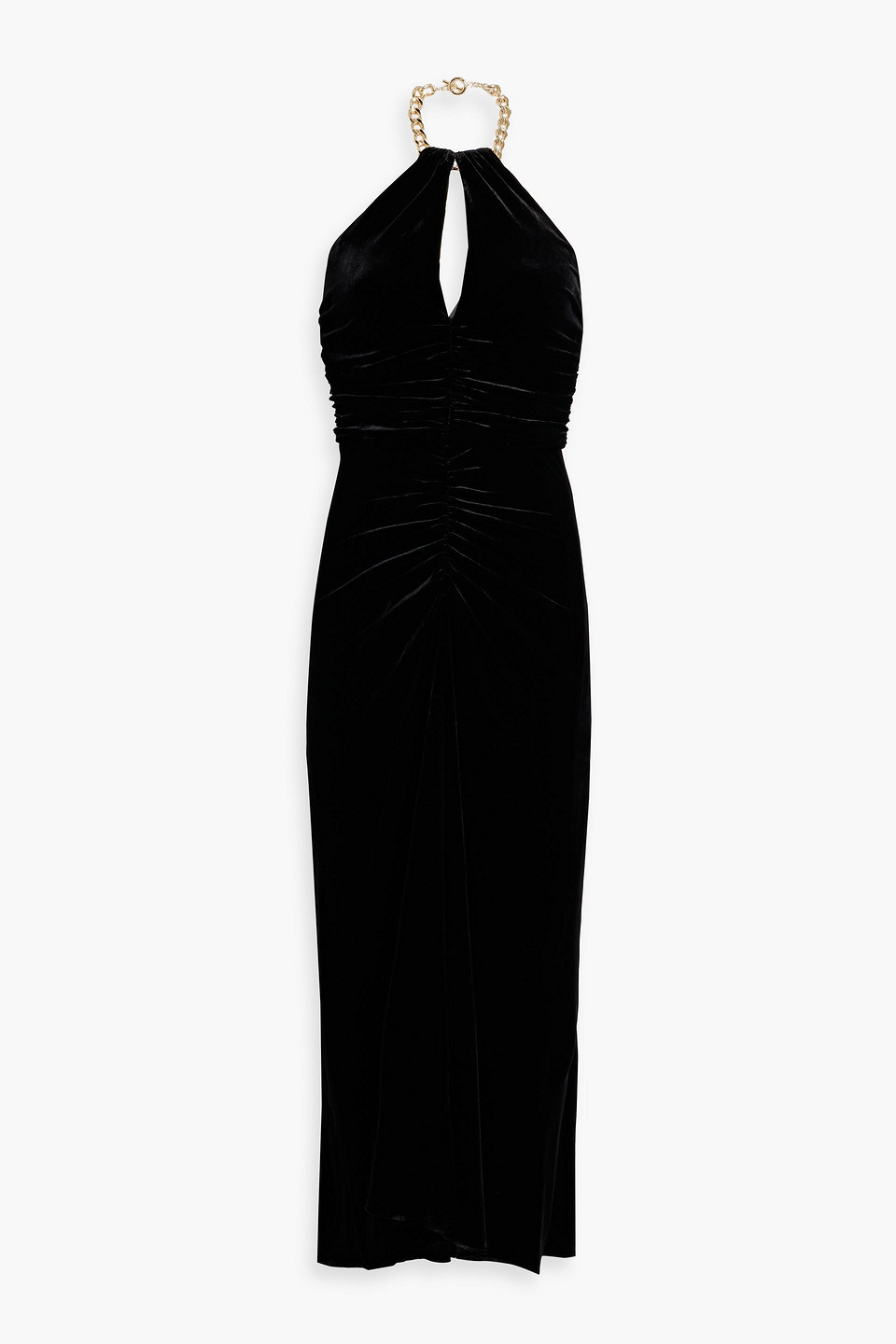 Josette chain-embellished velvet halterneck midi dress