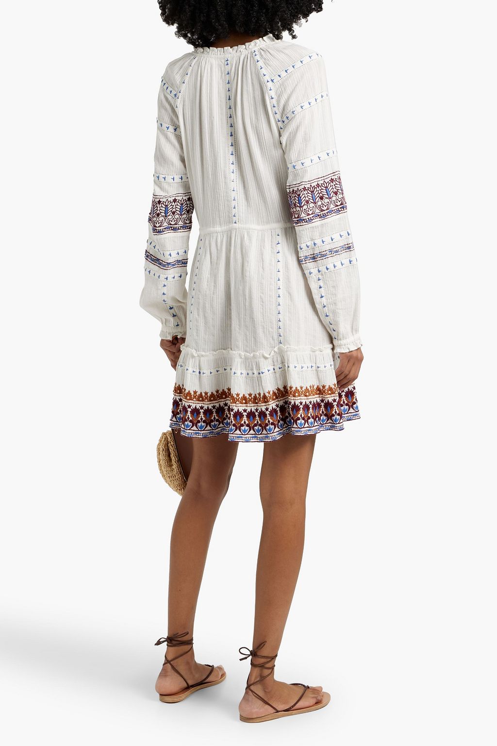VERONICA BEARD Danica embroidered cotton-gauze mini dress