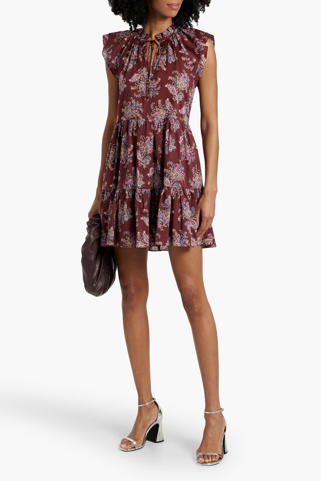 VERONICA BEARD Zee tiered printed cotton-voile mini dress