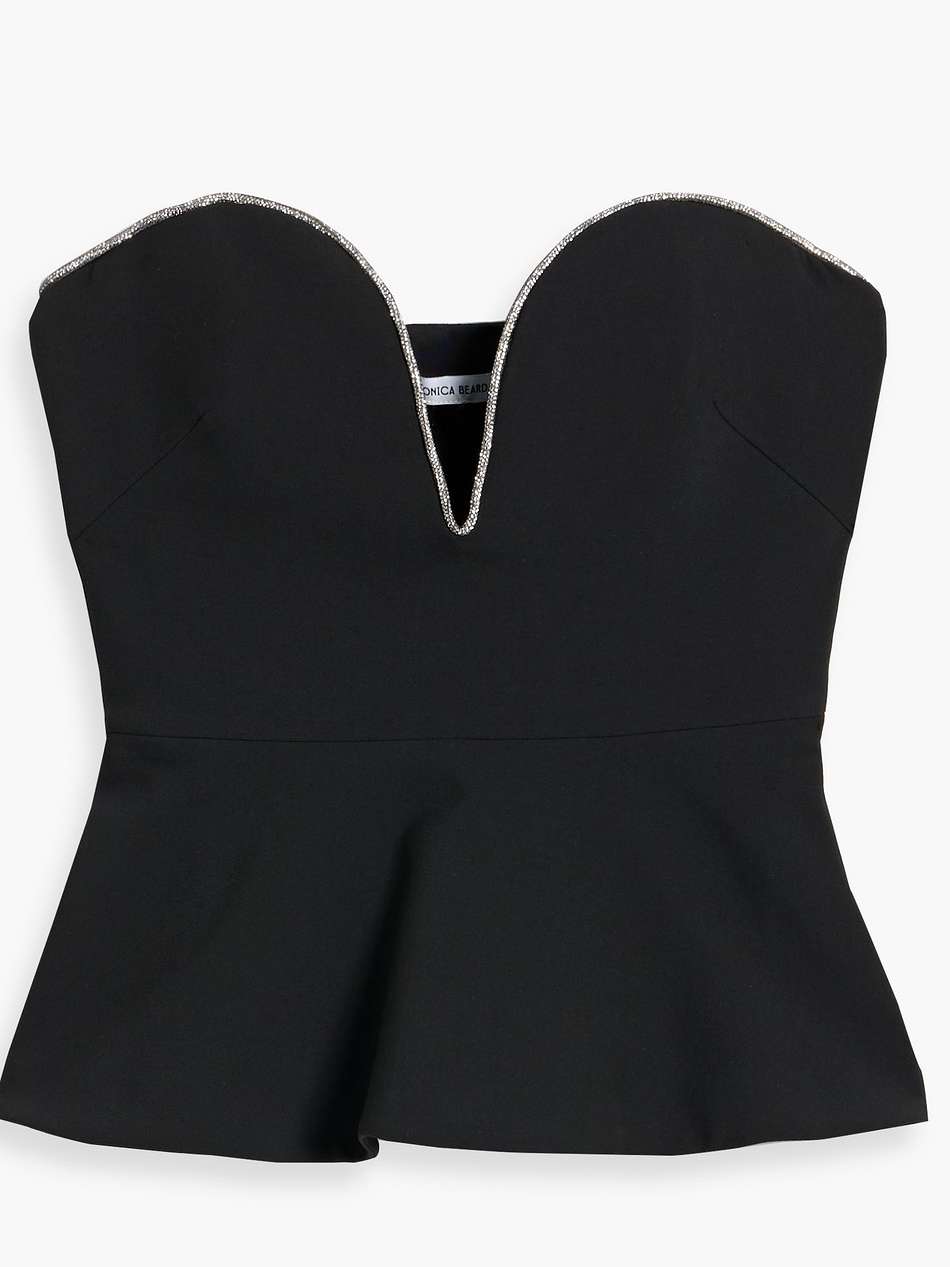 norma strapless crystal-embellished crepe bustier top