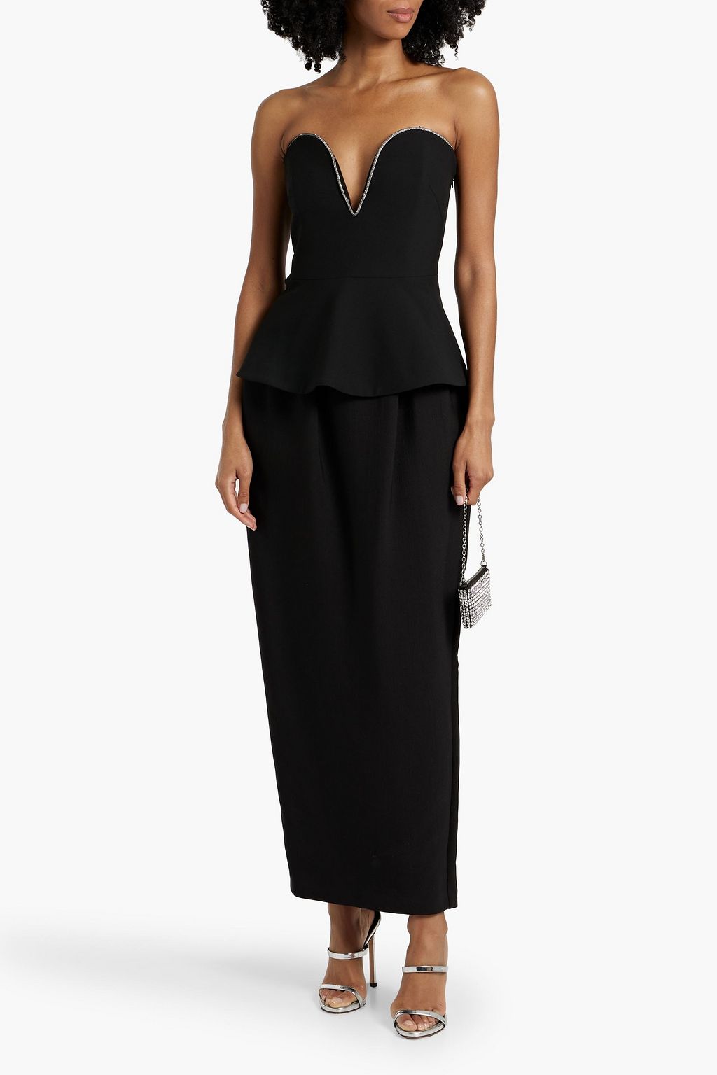 VERONICA BEARD Norma strapless crystal-embellished crepe bustier top