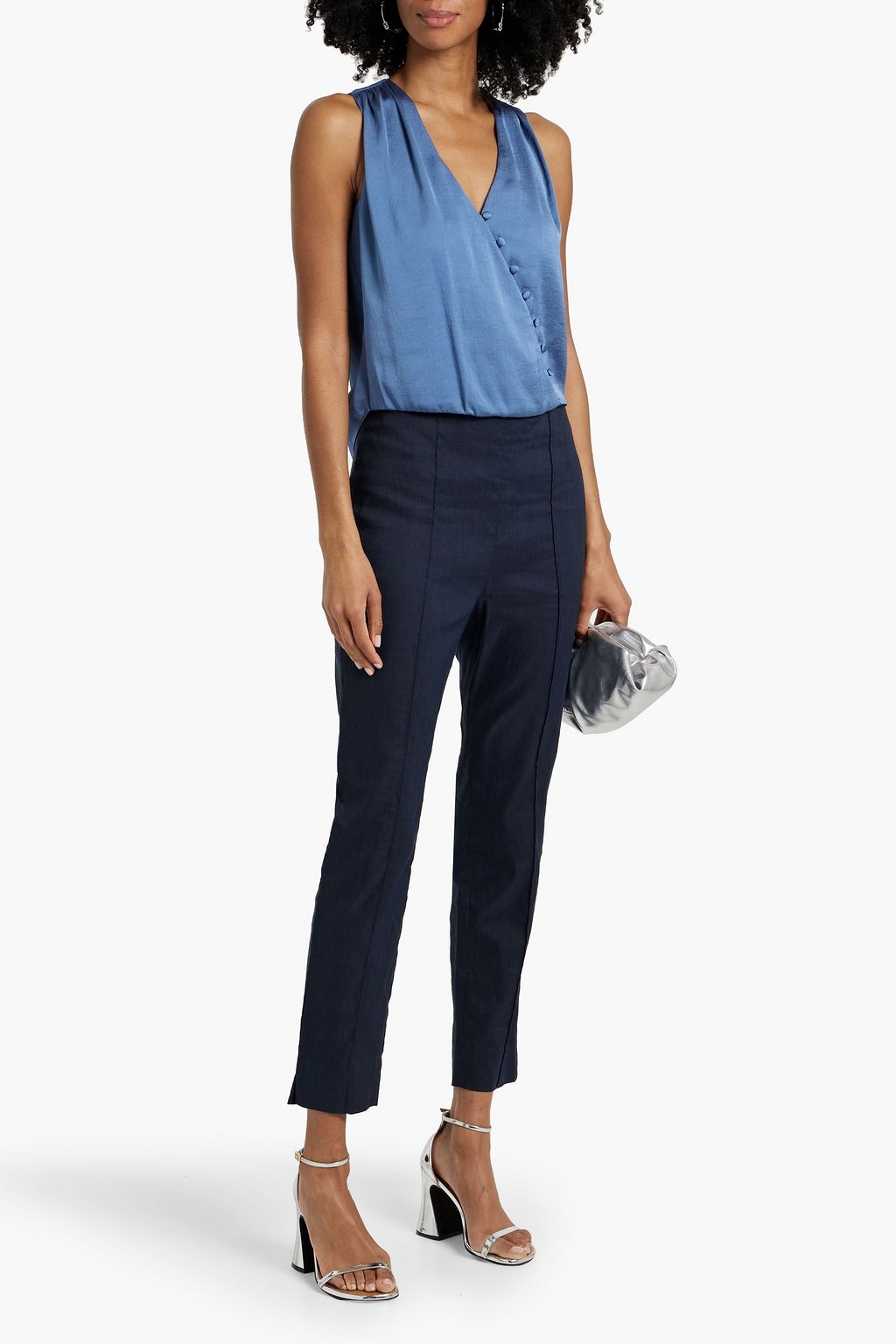 VERONICA BEARD Honolulu cropped linen-blend slim-leg pants