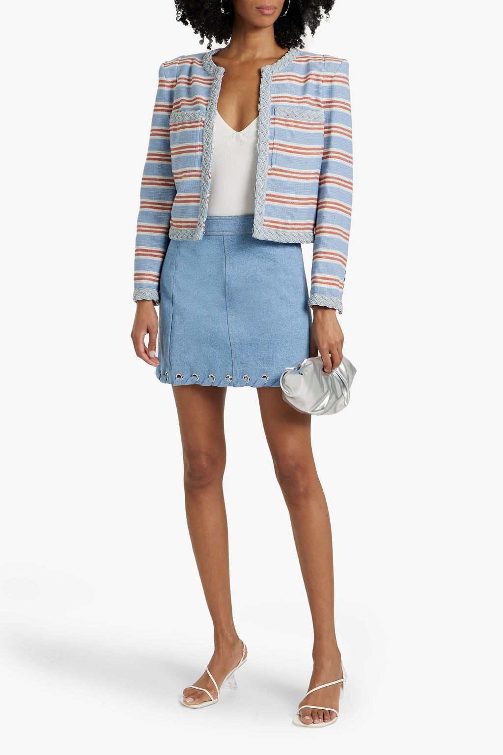 VERONICA BEARD Davey embellished denim mini skirt