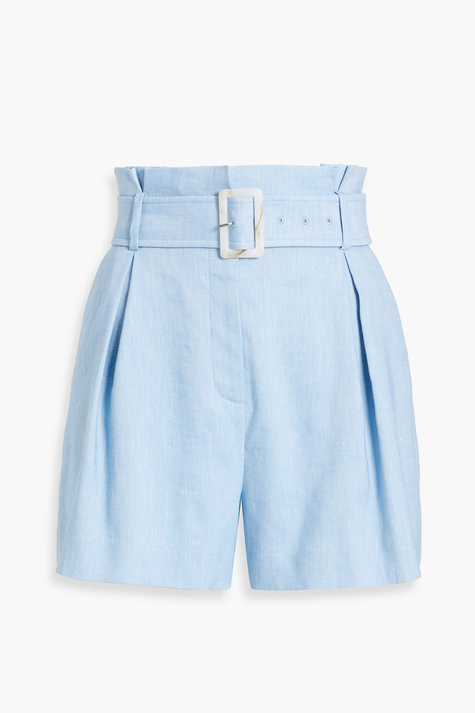 Veronica Beard Ashford Belted Linen-blend Twill Shorts In Light Blue