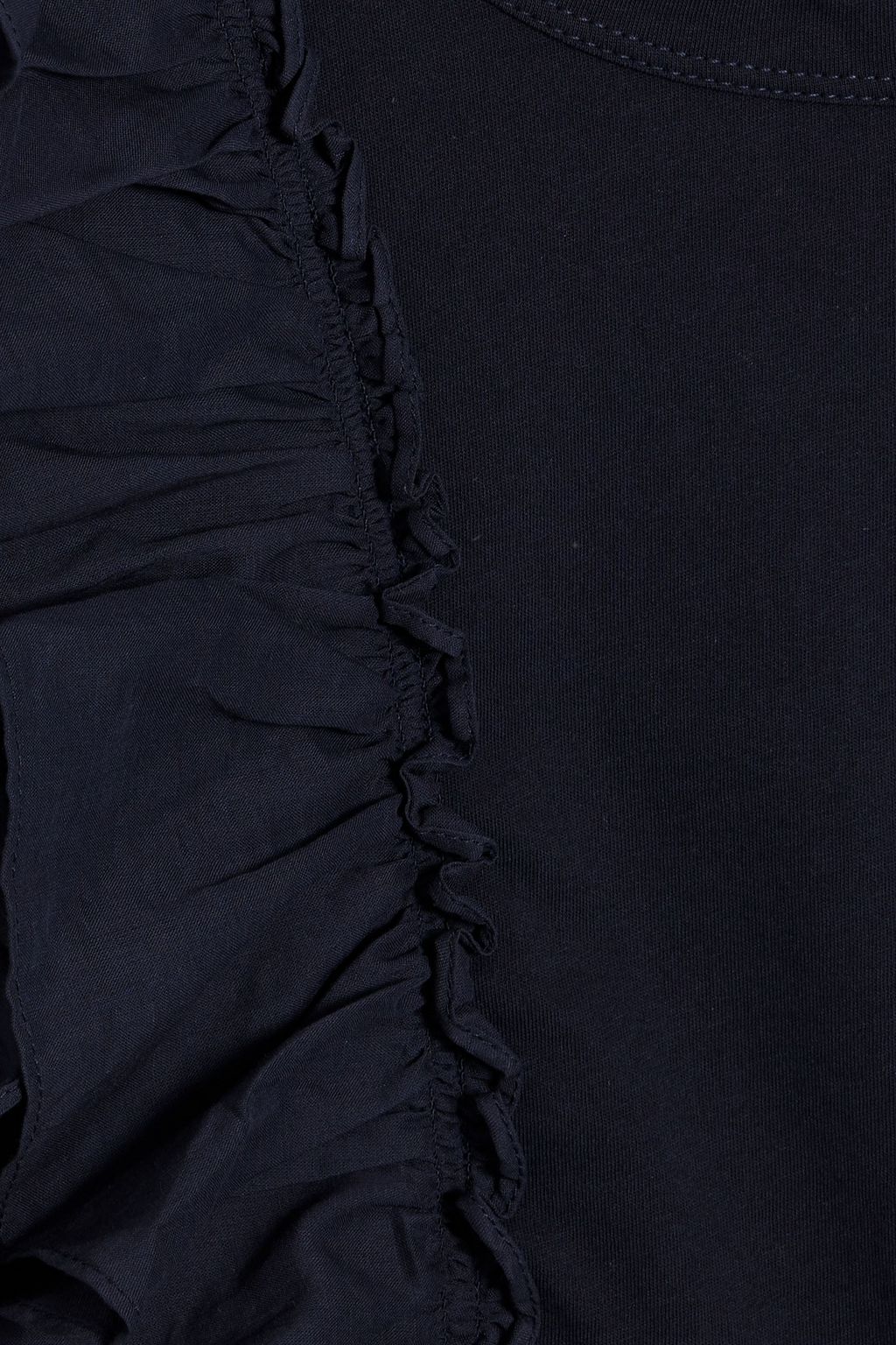 VERONICA BEARD Bardot ruffled cotton-voile and jersey top