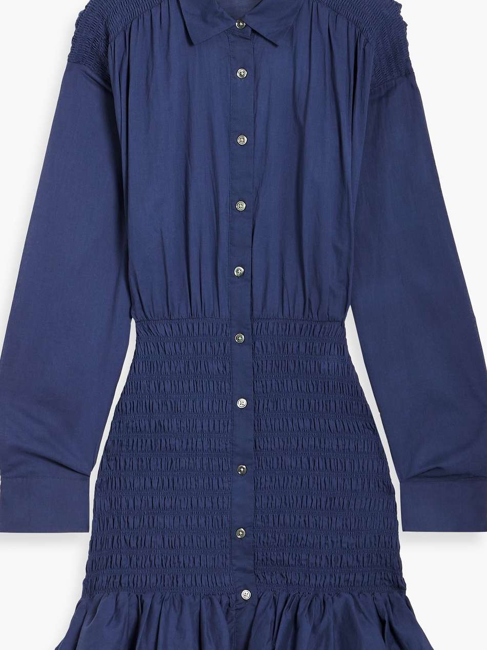 newport shirred cotton mini shirt dress