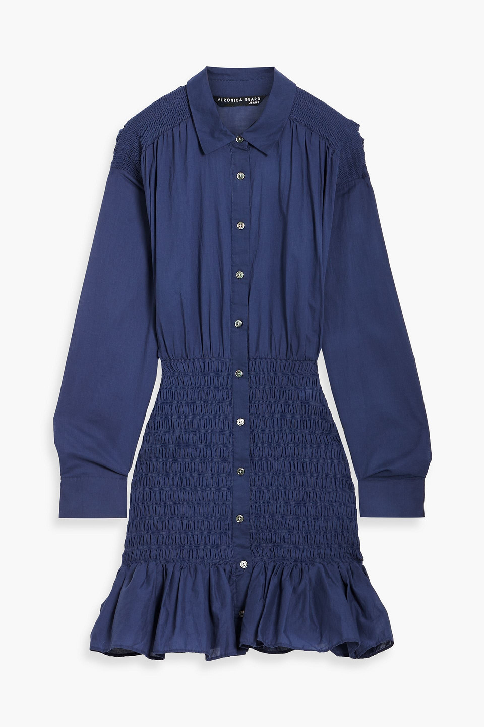 Newport shirred cotton mini shirt dress