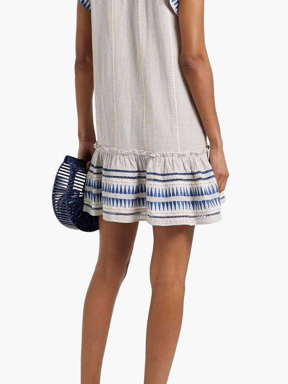 lorraine ruffled striped cotton-jacquard mini dress