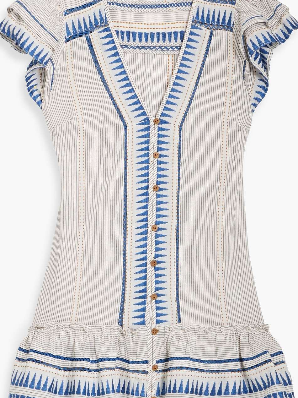 lorraine ruffled striped cotton-jacquard mini dress