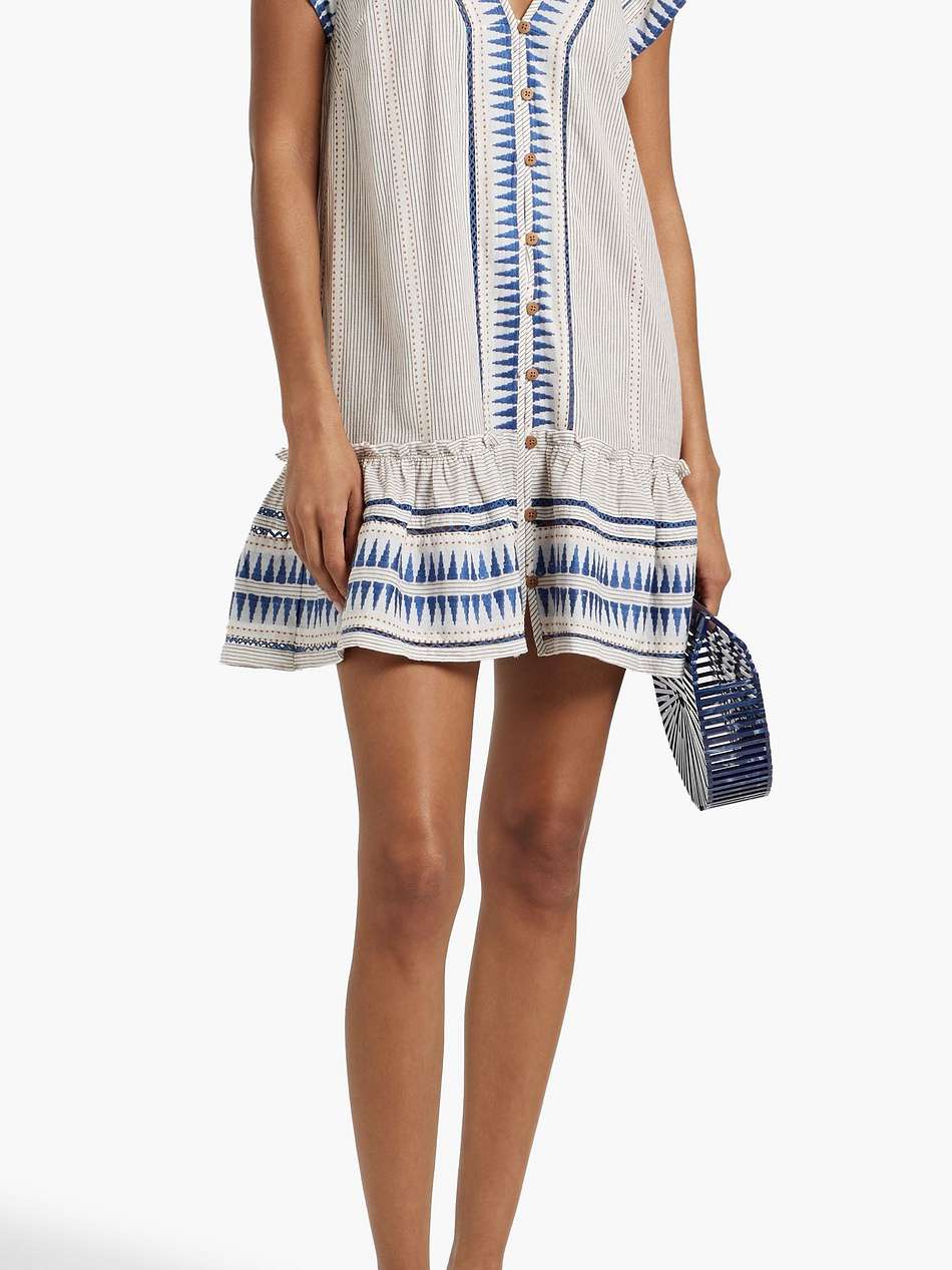 lorraine ruffled striped cotton-jacquard mini dress