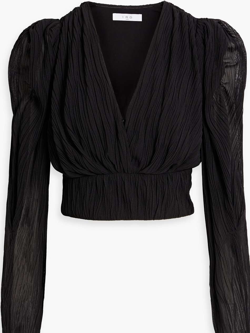 amili cropped plissé-mesh top