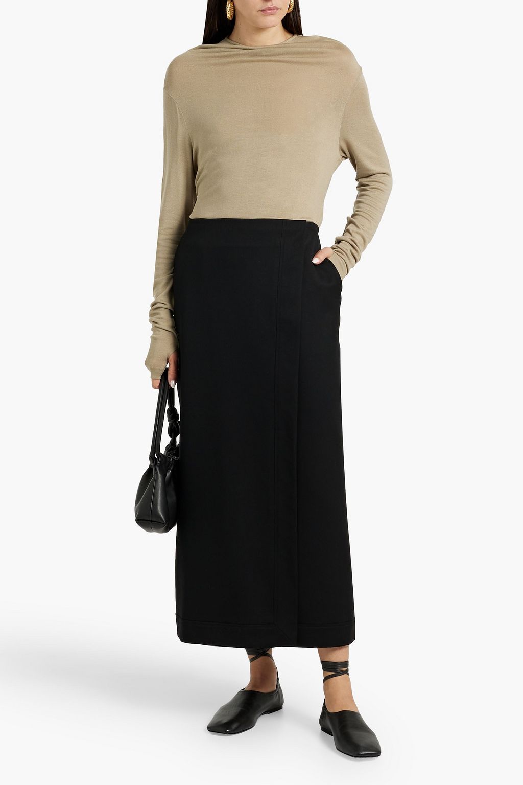 A.EMERY Joan wool-twill midi wrap skirt