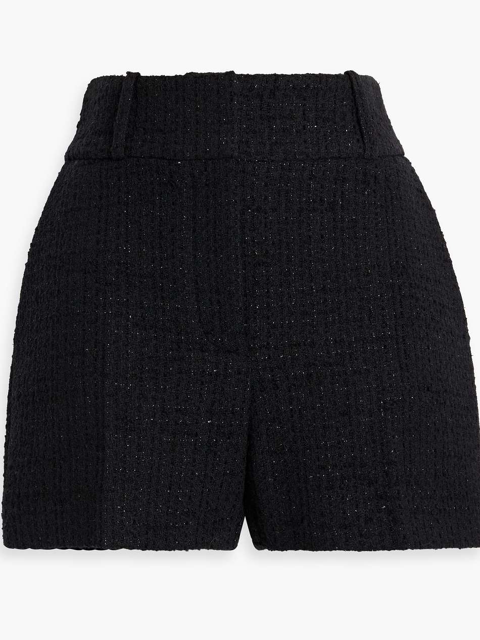 allison metallic cotton-blend tweed shorts