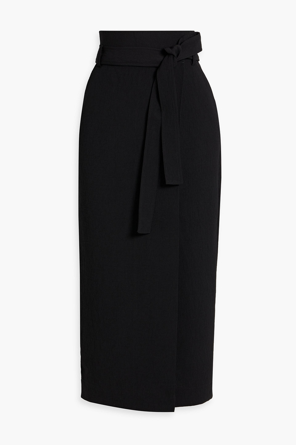 A.emery Ven Belted Seersucker Midi Skirt In Black
