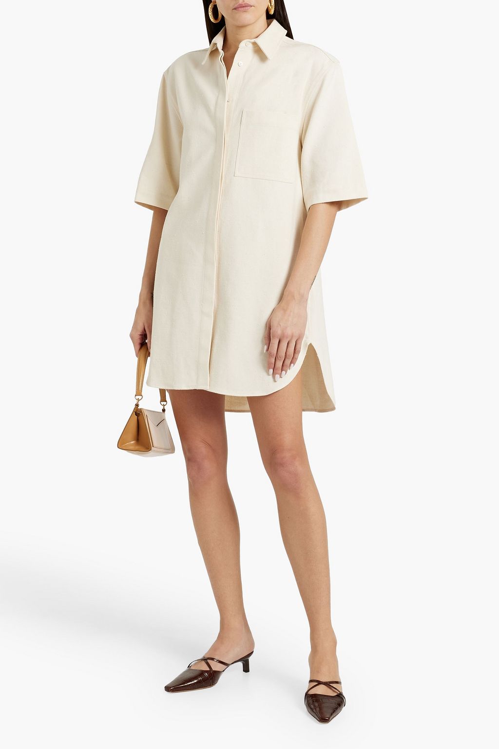 LOULOU STUDIO Basava cotton-blend twill mini shirt dress