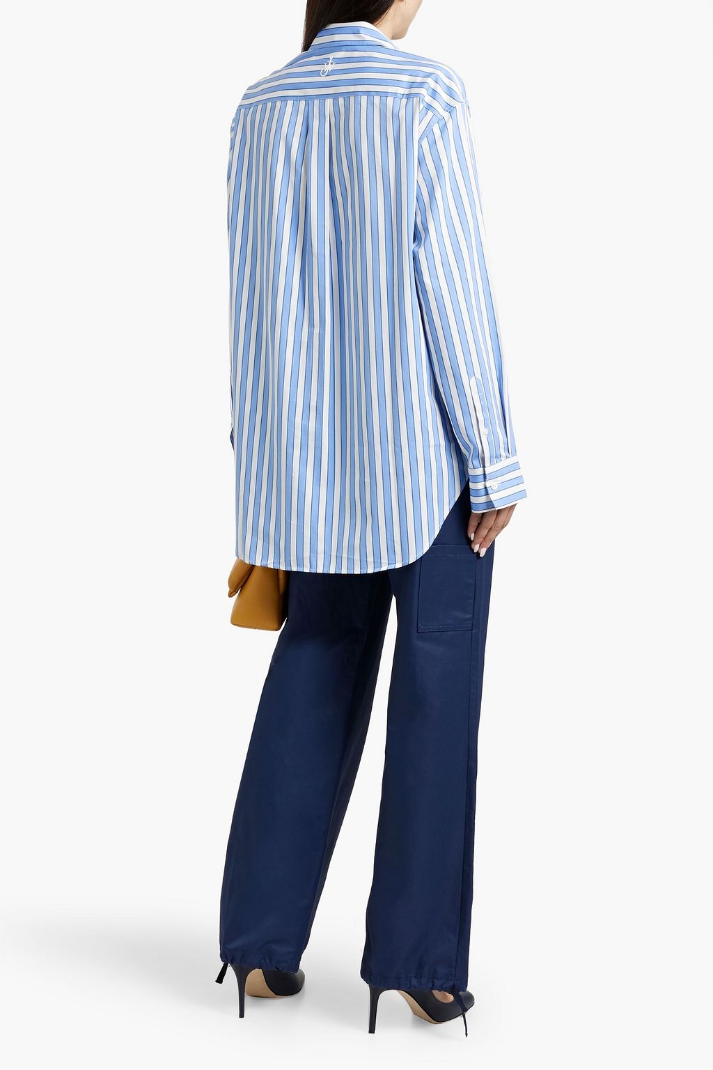JW ANDERSON Draped striped cotton-poplin shirt