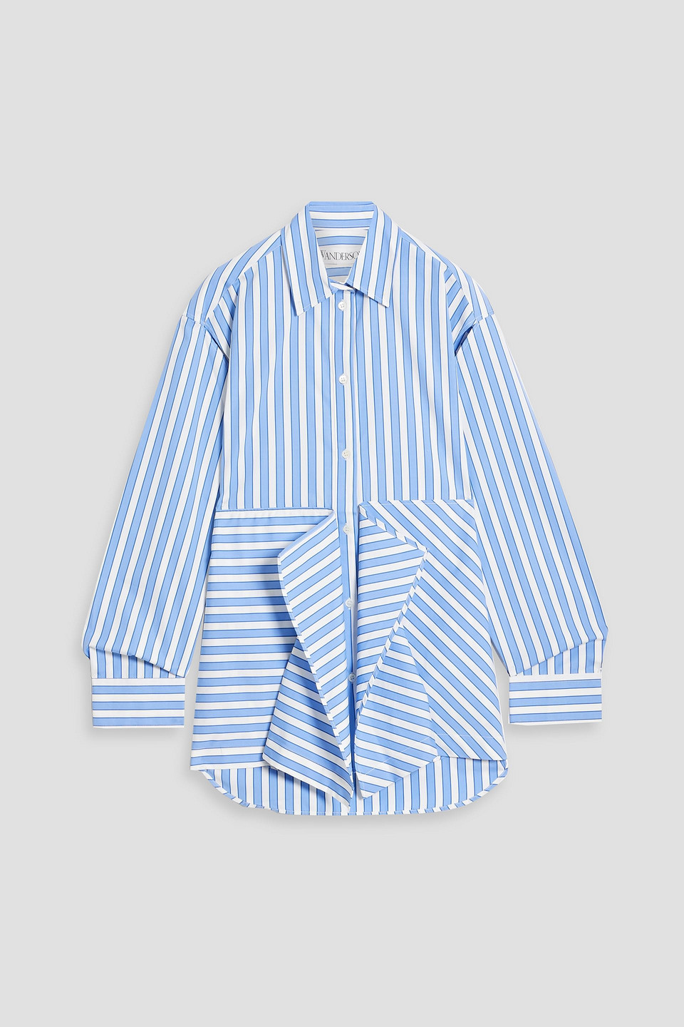 Jw Anderson Draped Striped Cotton-poplin Shirt In Light Blue