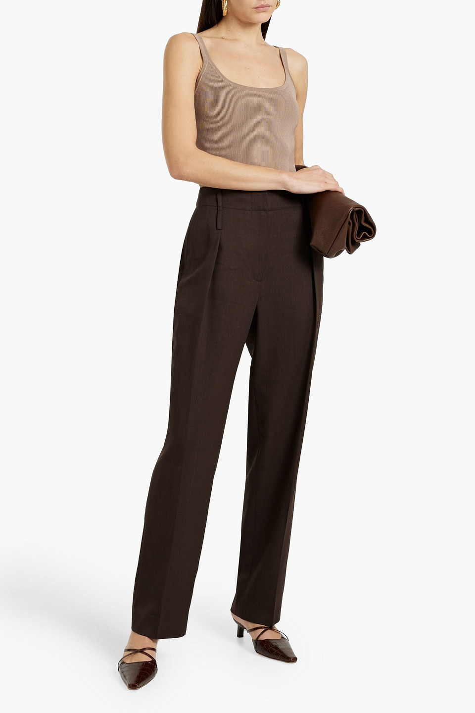 Shop A.emery Verna Ribbed-knit Tank In Mushroom