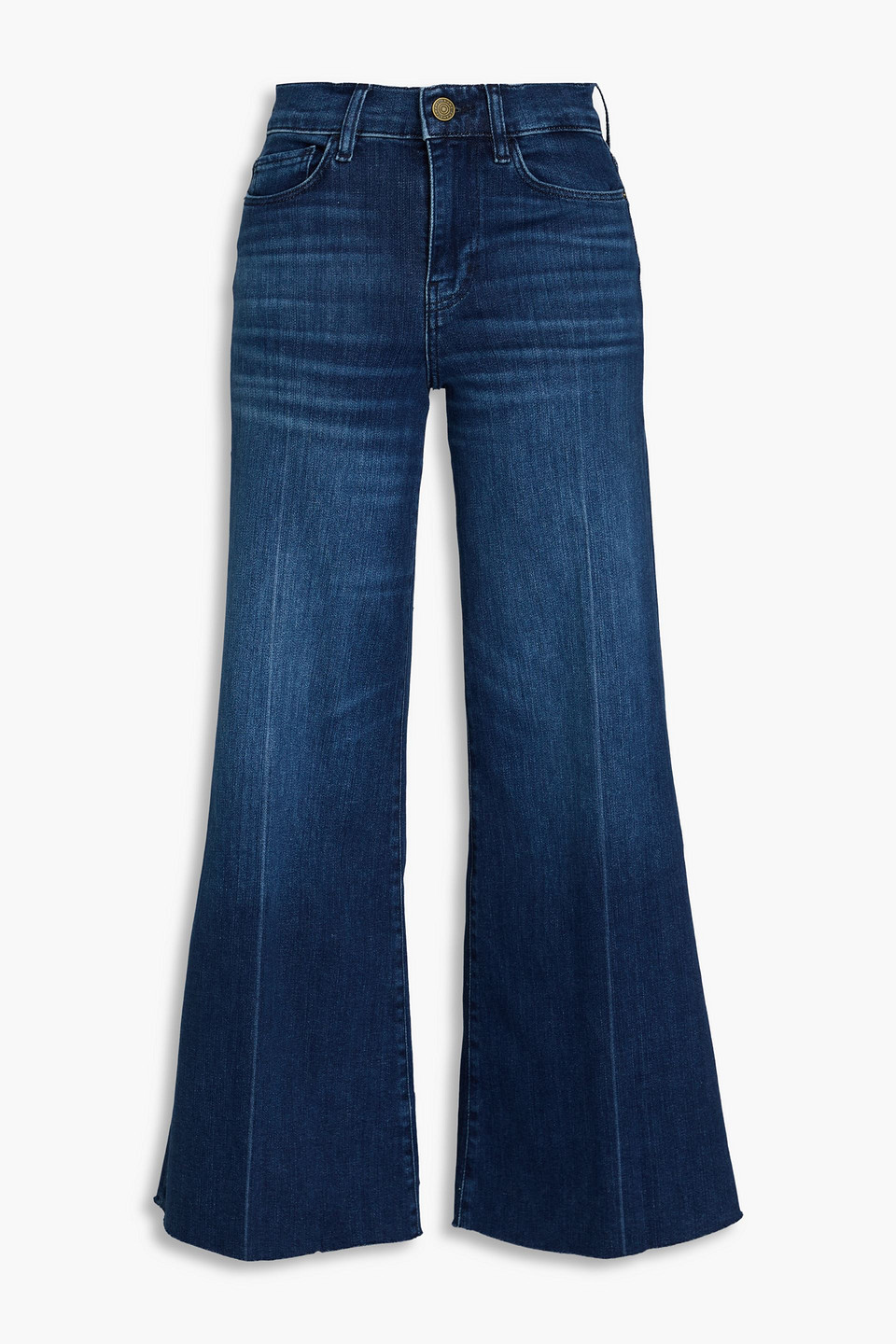 Frame Le Palazzo Crop Hoch Sitzende Jeans Mit Weitem Bein In Ausgewaschener Optik In Dunkelblauer Denim