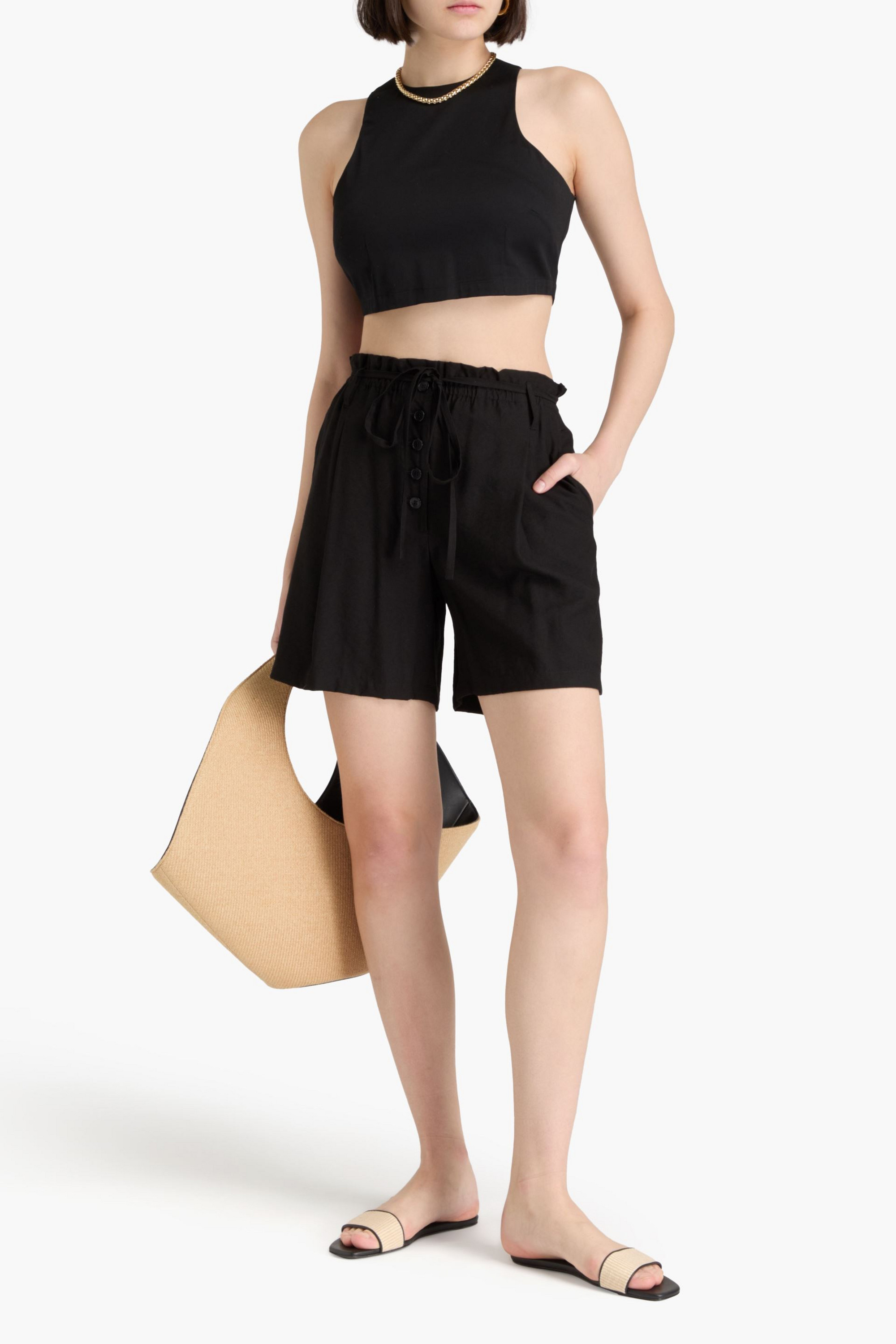 A.EMERY Cora belted twill shorts