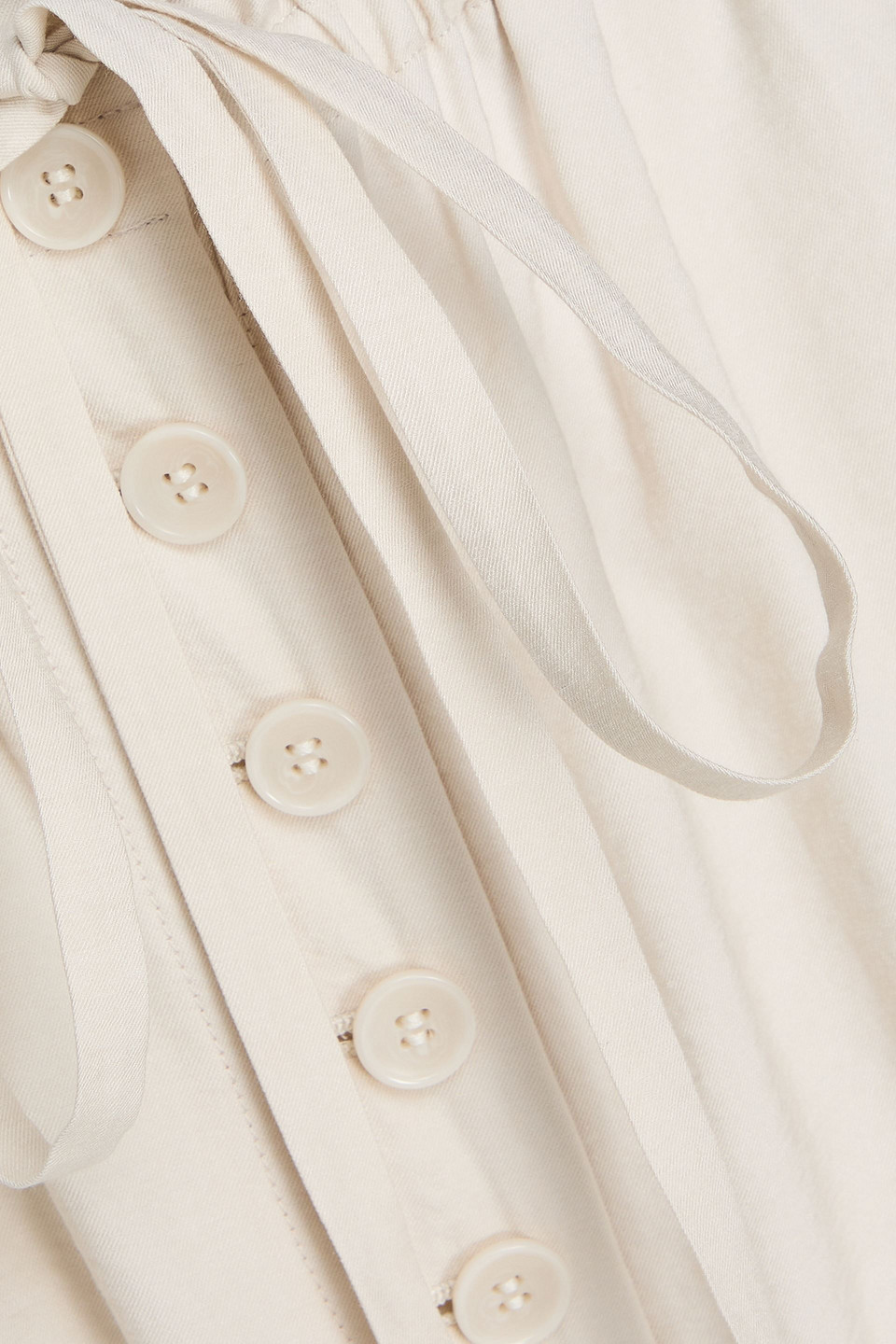Shop A.emery Macie Belted Cotton-blend Twill Wide-leg Pants In Off-white