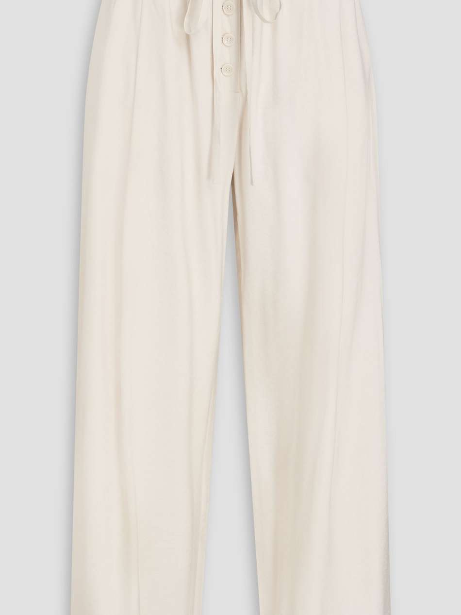 macie belted cotton-blend twill wide-leg pants