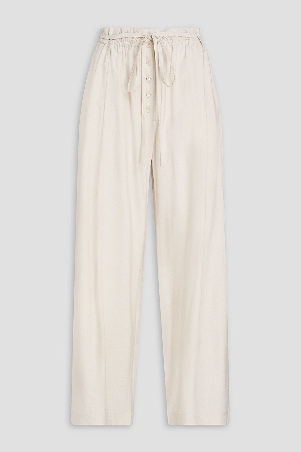 A.emery Macie Belted Cotton-blend Wide-leg Pants In Off-white