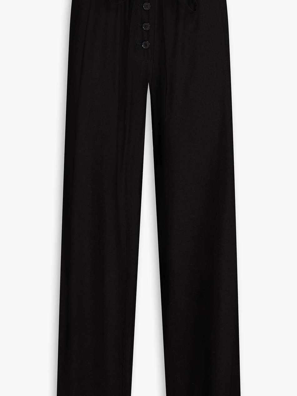 macie belted cotton-blend twill wide-leg pants