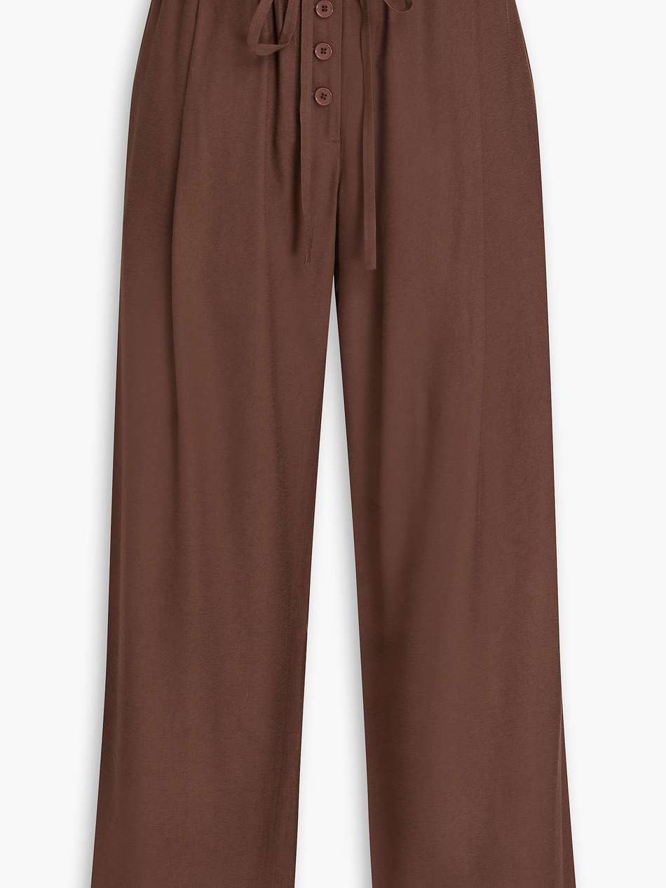 macie belted cotton-blend twill wide-leg pants