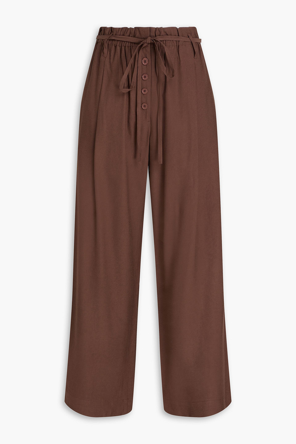 A.emery Macie Belted Cotton-blend Twill Wide-leg Pants In Brown
