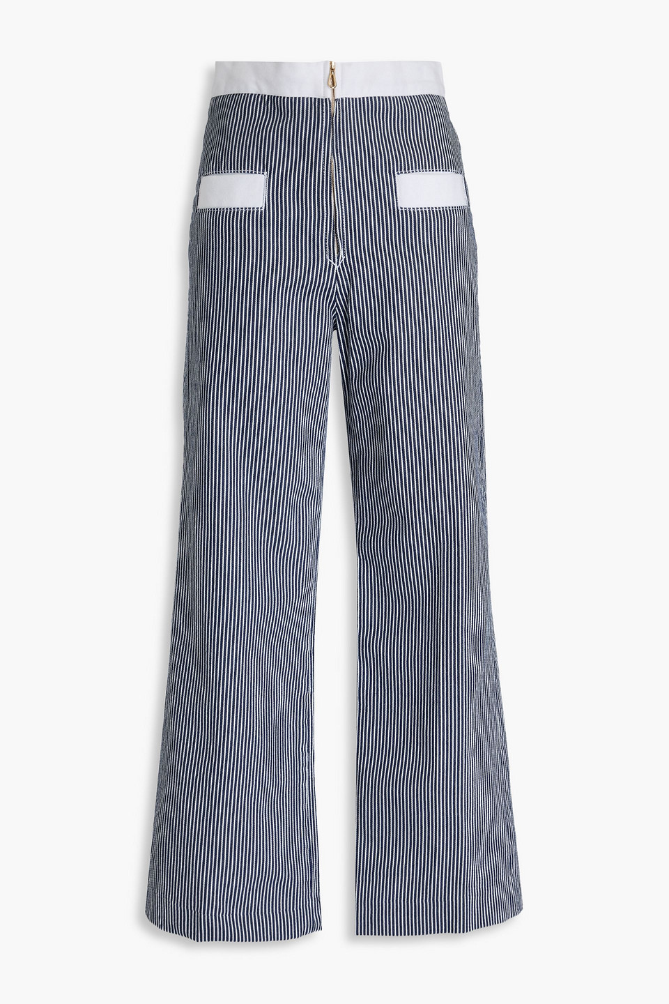 Sandro Hoch Sitzende Jeans Mit Weitem Bein Und Streifen In Dunkelblauer Denim